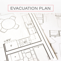 An example of an evacuation plan which includes showing a floor plan of a house. 